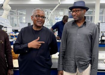 Philanthropist and Chairman of First Hold Co Plc Femi Otedola visits Dangote Refinery, hints refining capacity will increase to 1.4 million barrels per day once the ongoing expansion is completed.