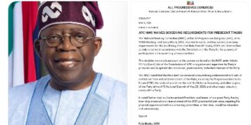 APC NWC Waives Screening Requirements for President Tinubu